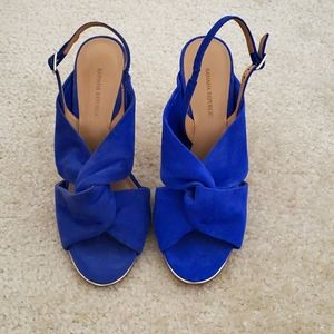 Banana Republic twisted knot blue suede sandal heels 6.5 nwot